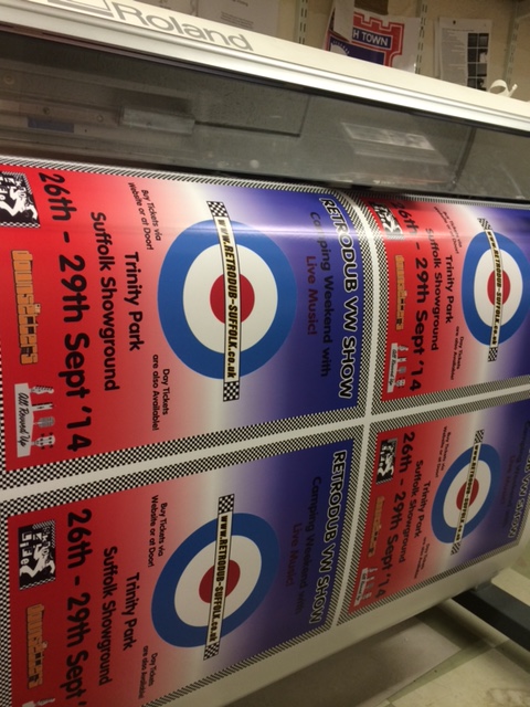 retro dub posters on machine